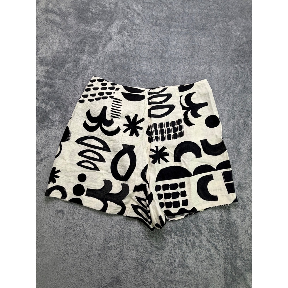 Zara Abstract Wrap Mini Skort Linen Blend Italian European Summer Vacation L - Picture 3 of 8